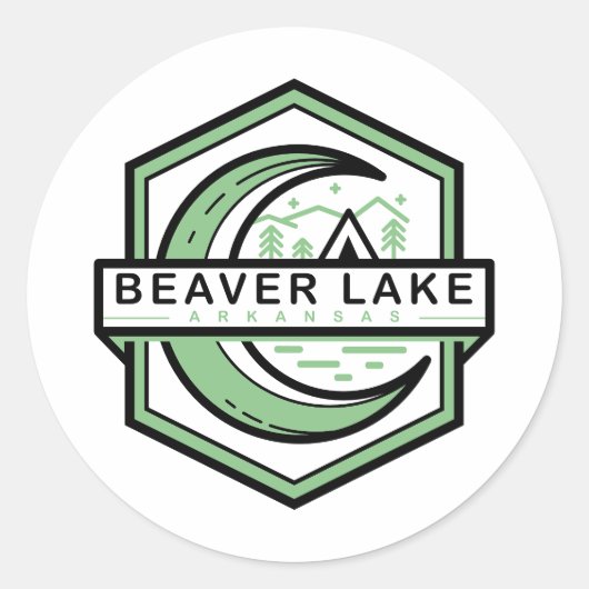 Beaver Lake Arkansas Moon Hexa Ronde Sticker (Voorkant)