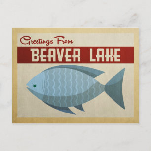 Beaver Lake Blue Fish Vintage Travel Briefkaart