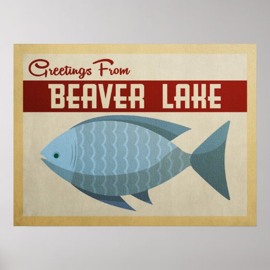 Beaver Lake Blue Fish Vintage Travel Poster (Voorkant)