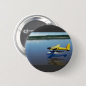 Beaver, landend op rivier ronde button 5,7 cm (Voorkant /achterkant)
