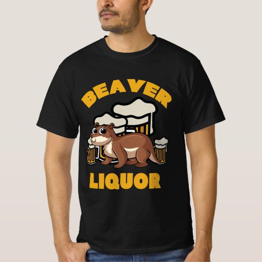 Beaver Liquor Drink Pun Dierenvriend Gift T-shirt (Voorkant)