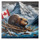 Beaver Lodge beroemd gemaakt door Snowy Mountains Tegeltje (Voorkant)