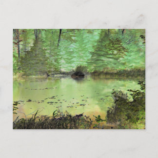 Beaver Lodge II: Digitaal getransformeerd bos Pond Briefkaart