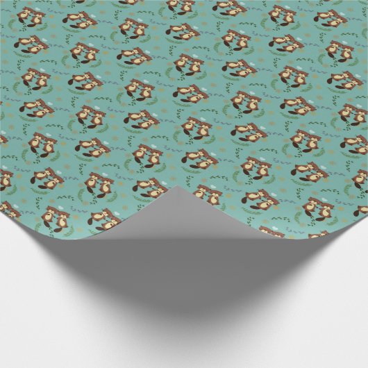 Beaver Love Pattern Cadeaupapier (Hoek)