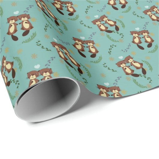 Beaver Love Pattern Cadeaupapier (Rol Hoek)