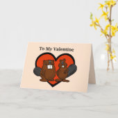 Beaver Love Valentijnsdag Card Kaart (Gele Bloem)