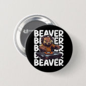 Beaver Lover DJ Ronde Button 5,7 Cm (Voorkant /achterkant)