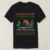 Beaver Lover Kerstmis Ugly Xmas Beaver Sweater be T-shirt (Design voorkant)