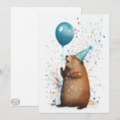 Beaver met blauw ballonflatWenskaart Bedankkaart (Voorkant / Achterkant)