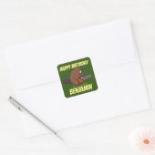Beaver met chainsee grappige cartoon illustratie s vierkante sticker (Envelop)