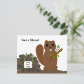 Beaver met Dam - We hebben ons verplaatst Aankondigingskaart (Staand voorkant)