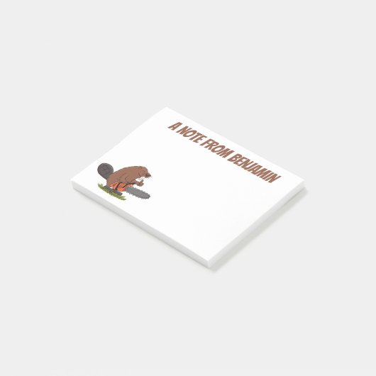 Beaver met de cartoon van kettingzagen illustratie post-it® notes (Schuin)