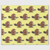 Beaver met geketende grappige illustratie van cart cadeaupapier (Vlak)