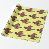 Beaver met geketende grappige illustratie van cart cadeaupapier (Uitgerold)