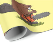 Beaver met geketende grappige illustratie van cart cadeaupapier (Rol Hoek)