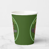 Beaver met geketende grappige illustratie van cart papieren bekers (Links)