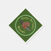 Beaver met kettingzaag cartoon servet (Hoek)