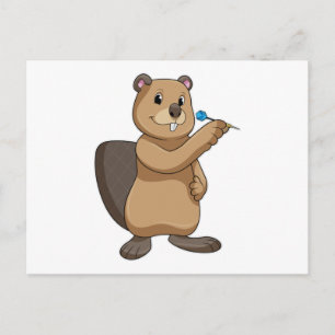 Beaver met Pijlen bij Darts Briefkaart