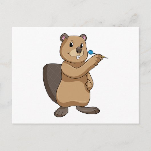 Beaver met Pijlen bij Darts Briefkaart (Voorkant)
