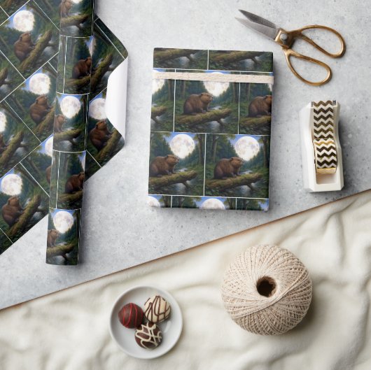 Beaver Moon In a Forest Cadeaupapier (Crafts)