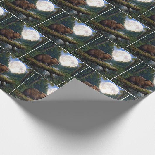 Beaver Moon In a Forest Cadeaupapier (Hoek)