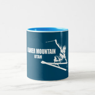 Beaver Mountain Resort Utah Skier Tweekleurige Koffiemok