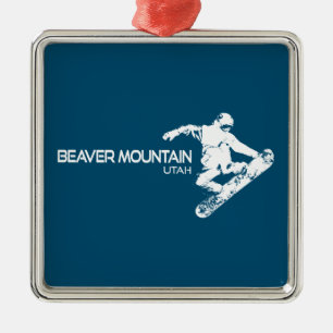 Beaver Mountain Resort Utah Snowboarder Metalen Ornament