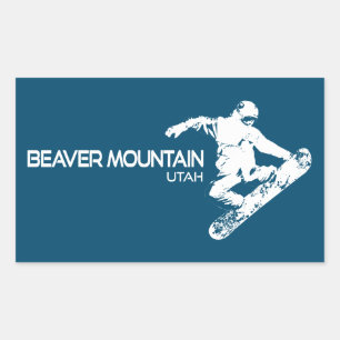 Beaver Mountain Resort Utah Snowboarder Rechthoekige Sticker