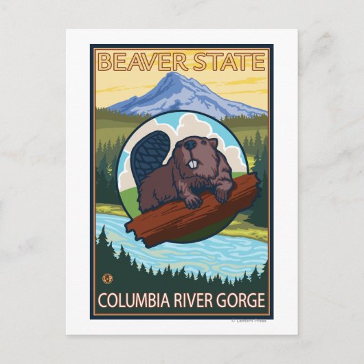 Beaver & Mt. Hood - Columbia River Gorge, OR Briefkaart (Voorkant)