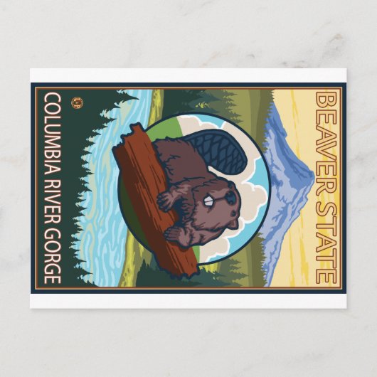 Beaver & Mt. Hood - Columbia River Gorge, OR Briefkaart (Voorkant)