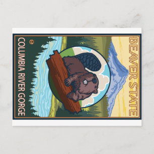 Beaver & Mt. Hood - Columbia River Gorge, OR Briefkaart
