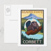 Beaver & Mt. Hood - Corbett, Oregon Briefkaart (Voorkant / Achterkant)