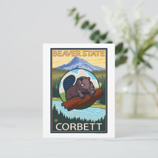 Beaver & Mt. Hood - Corbett, Oregon Briefkaart (Staand voorkant)