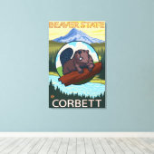 Beaver & Mt. Hood - Corbett, Oregon Canvas Afdruk (Insitu (Houten vloer))