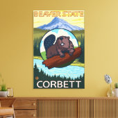 Beaver & Mt. Hood - Corbett, Oregon Canvas Afdruk (Insitu (Woonkamer))