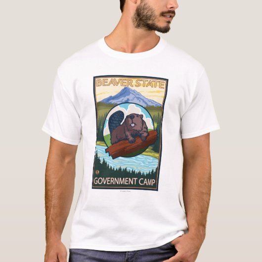 Beaver & Mt. Hood - Government Camp, Oregon T-shirt (Voorkant)