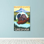 Beaver & Mt. Hood - Gresham, Oregon Canvas Afdruk (Insitu (Houten vloer))