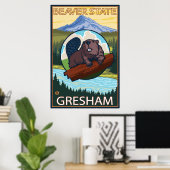 Beaver & Mt. Hood - Gresham, Oregon Poster (Thuiskantoor)
