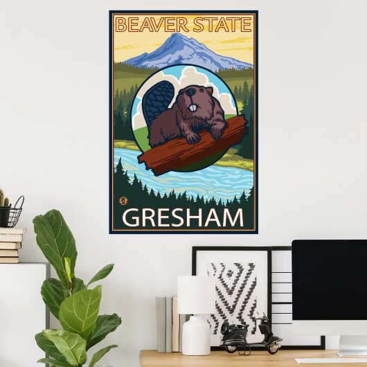 Beaver & Mt. Hood - Gresham, Oregon Poster (Thuiskantoor)
