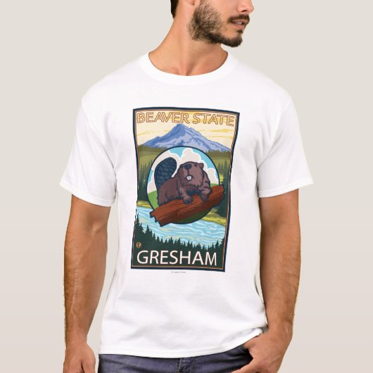 Beaver & Mt. Hood - Gresham, Oregon T-shirt (Voorkant)