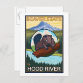 Beaver & Mt. Hood - Hood River, Oregon Briefkaart (Voorkant / Achterkant)