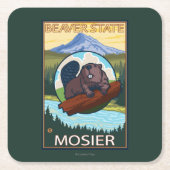 Beaver & Mt. Hood - Mosier, Oregon Kartonnen Onderzetters (Voorkant)