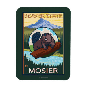 Beaver & Mt. Hood - Mosier, Oregon Magneet