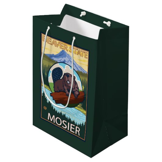 Beaver & Mt. Hood - Mosier, Oregon Medium Cadeauzakje (Voorkant Gekanteld)