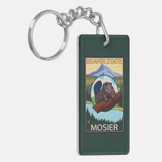 Beaver & Mt. Hood - Mosier, Oregon Sleutelhanger (Voorkant Links)