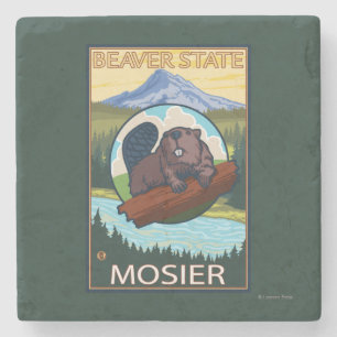 Beaver & Mt. Hood - Mosier, Oregon Stenen Onderzetter