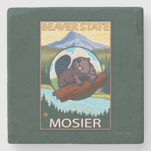 Beaver & Mt. Hood - Mosier, Oregon Stenen Onderzetter (Voorkant)