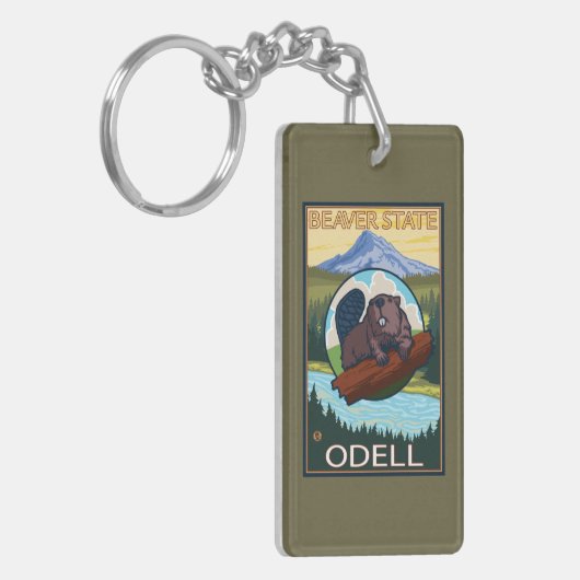 Beaver & Mt. Hood - Odell, Oregon Sleutelhanger (Voorkant Links)