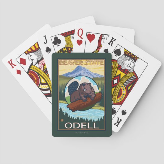 Beaver & Mt. Hood - Odell, Oregon Speelkaarten (Achterkant)