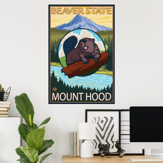 Beaver & Mt. Hood, Oregon Poster (Thuiskantoor)